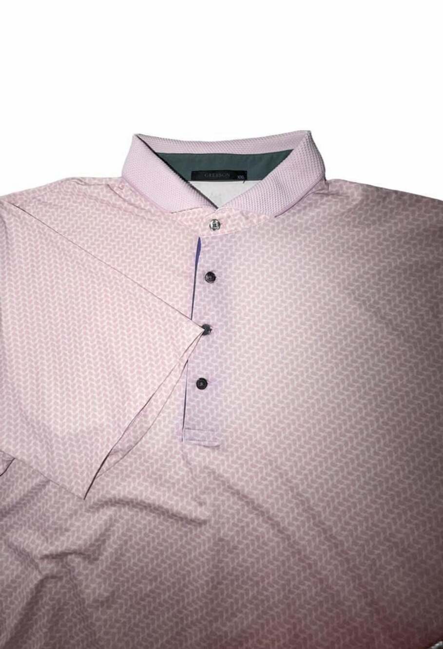 Greyson Men’s XXL Pink Geometric Print Golf Polo Performance Short Sleeve